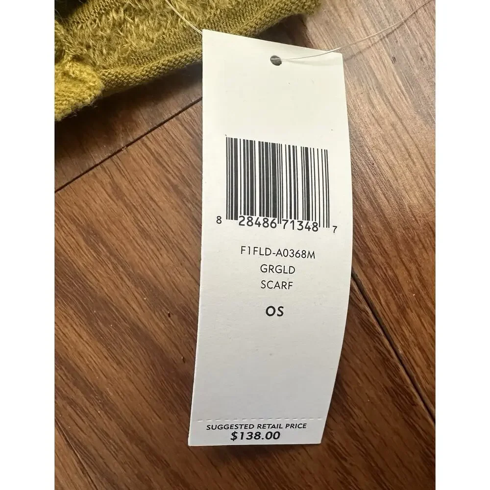 NEW Eileen Fisher Gold Pleated Wool‎ Blend Scarf 10” X 72” Soft NWT